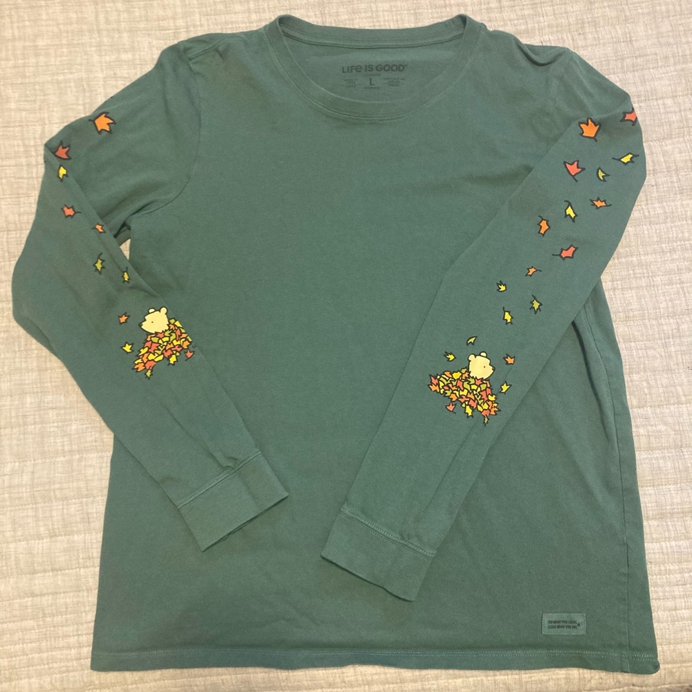 Life is Good LS Women’s Crusher T-shirt, large, green, new